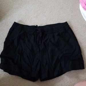 Linen Black Shorts